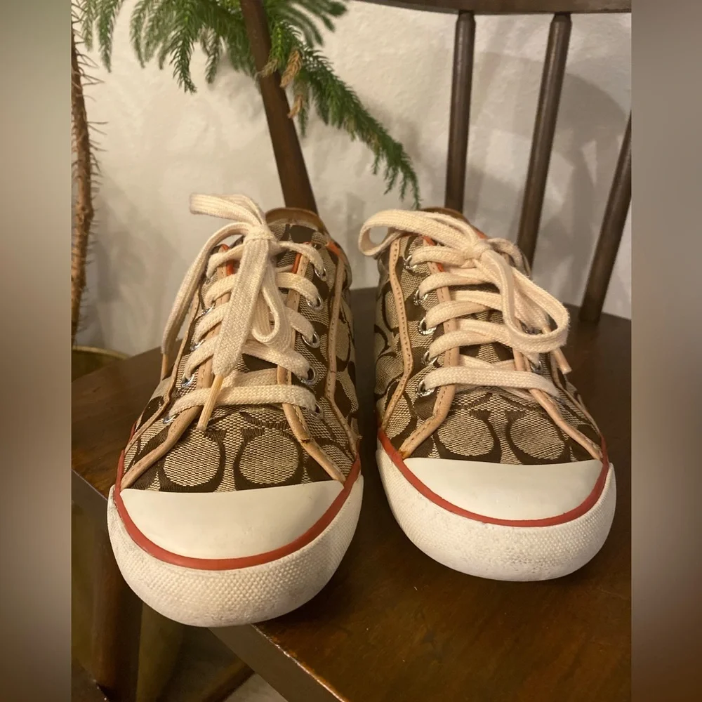 Coach Barrett Pumpkin Spice Leather Trim Sneaker
